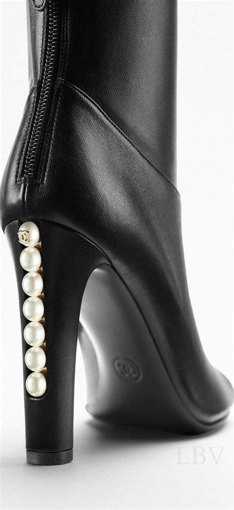 chanel boots pearls|chanel shoes with pearl heel.